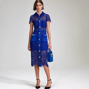 Self-Portrait Blue Lace Midi Dress